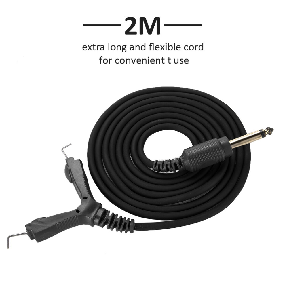 Black 2M Tattoo Power Supply Silicone Clip Cord Tattoo Hook Line For Tattoo Machine (Black)