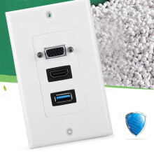 Support mural 3 ports VGA HDMI USB 3.0 11,5x7 cm ABS