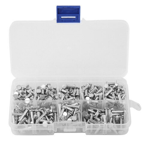 400 pezzi Rivetti in alluminio M3 a testa piatta 4-16mm argento 2