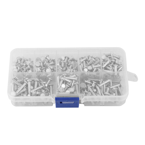 400 pezzi Rivetti in alluminio M3 a testa piatta 4-16mm argento 1
