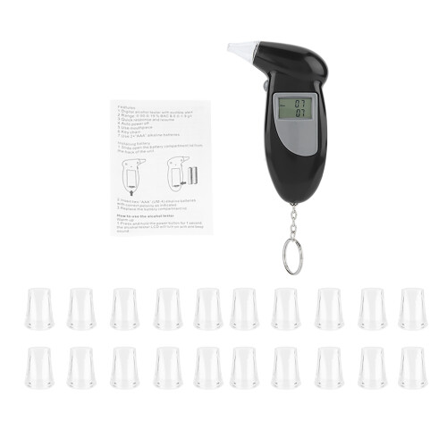 Testeur d'alcool numérique à écran LCD noir 112x68x22mm 2xAAA 1