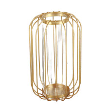 Vaso in ferro a lanterna nordica oro champagne 21x11cm