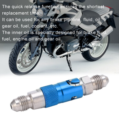 Edelstahlschaltautobremse Flüssigkeits-Quick-Release-Adapter Universell Blau 2