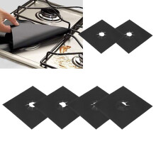 6 pezzi copri-bruciatore in PTFE nero antiaderente 27x27x1 cm
