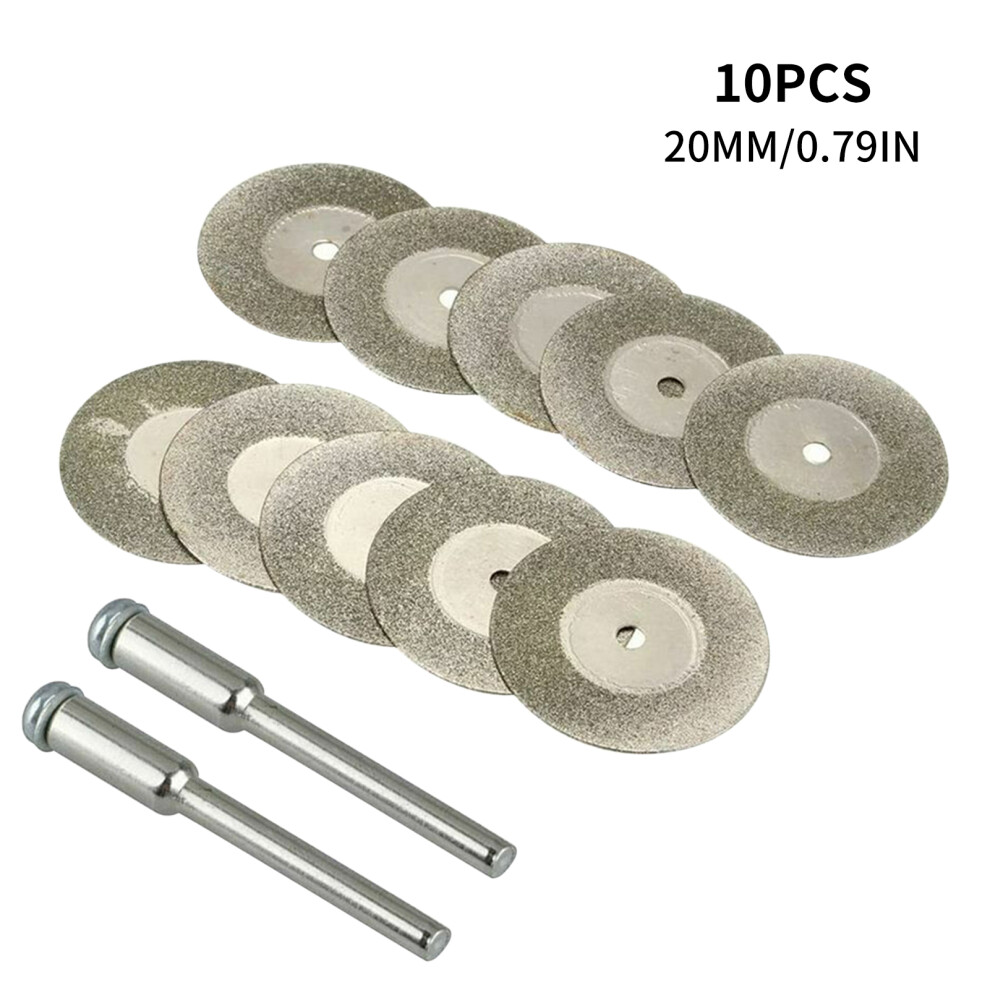 10Pcs Diamond Cutting Wheel Sawing Bladings With 2 Connection Shanks 20Mm/0.79In Cut-Off Cutter Discs For Dremel Rotary Tool 9321322551218