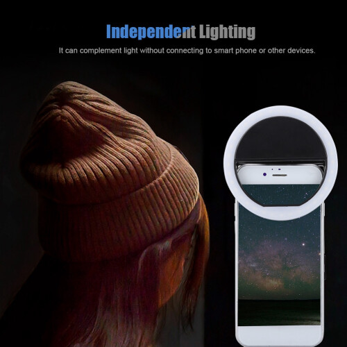 Luce ad anello per selfie 36LED 8x10x2 cm Nero Portatile