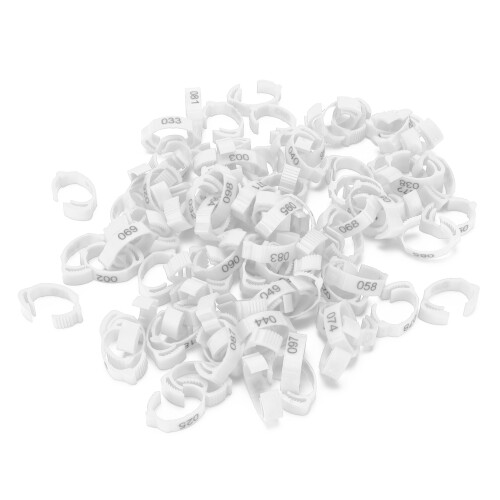 100 pièces d'anneaux de patte pour volailles avec boucles d'identification blanches 1