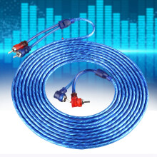 Hochwertiges RCA-Audiokabel 5M Blau Transparent für Autoradio, ultra flexibel