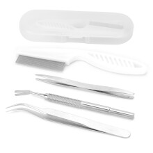 Tick Remover Set Stainless Steel Tweezers Comb Clip Kit for Pet Cats and Dogs Cleaning