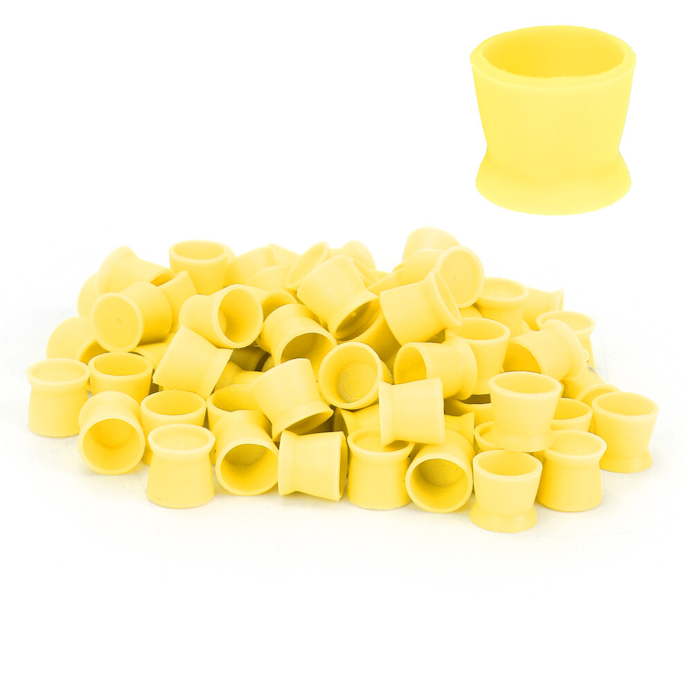 300pcs Tattoo Ink Pigment Cup Disposable Silicone Eyebrow Lip Eyes Tattoo Pigment CupYellow