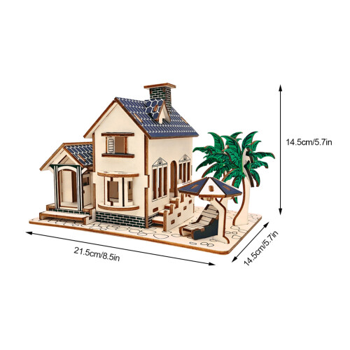 Villa puzzle 3D in legno - Dimensioni 14,5x21,5x14,5 cm 2