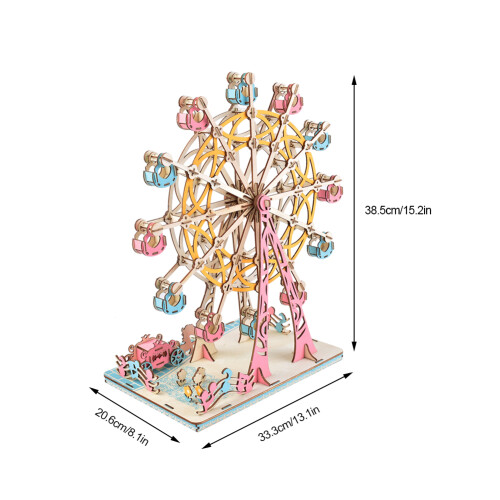 Grande roue 3D, puzzle en bois, 33.3x20.6x38.5 cm 2