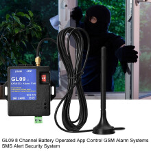 GL09 8-canali allarme GSM a batteria nero 66x62x22mm
