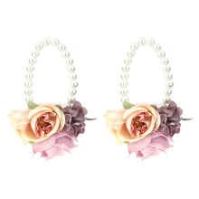 Set di fiori da polso, 2 pezzi/confezione, viola, 48 g, perla artificiale