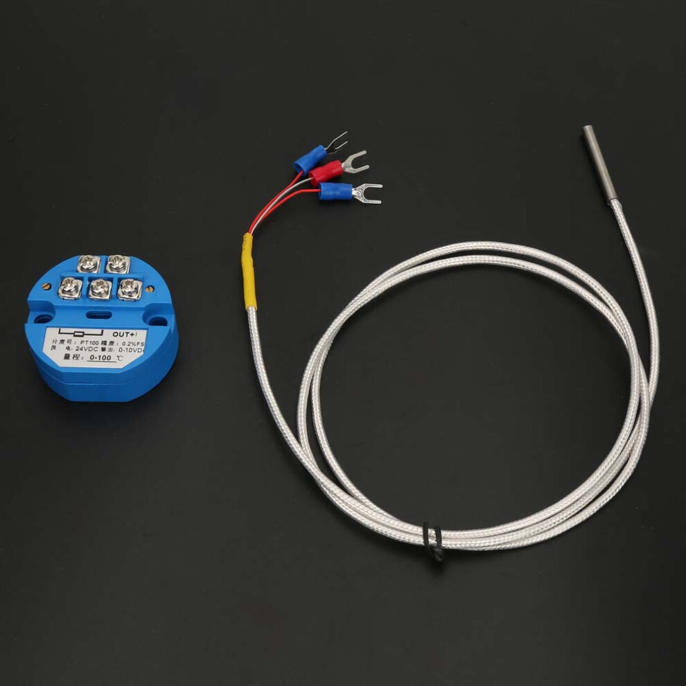 0 - 100 Degree Pt100 Temperature Transmitter Dc24v Output 0-10V Sensor 7901322564276
