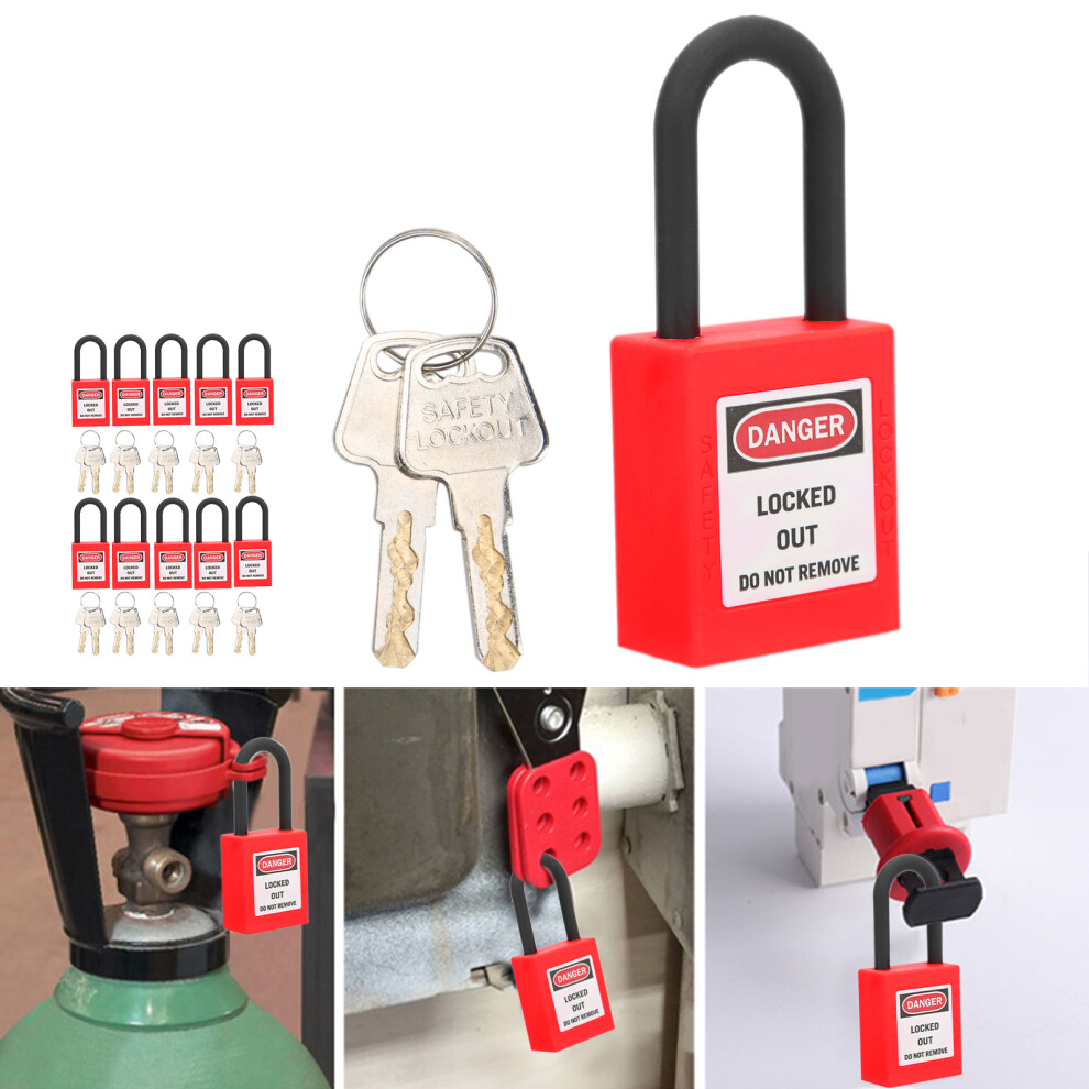 10 Sets 38Mm Lockout Lock Dustproof Nylon Industrial Engineering Insulation Security Tool For Factoriesred 8011322564356