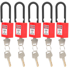 5 ensembles de cadenas Lockout, cadenas en nylon rouge de 38 mm, 6 mm