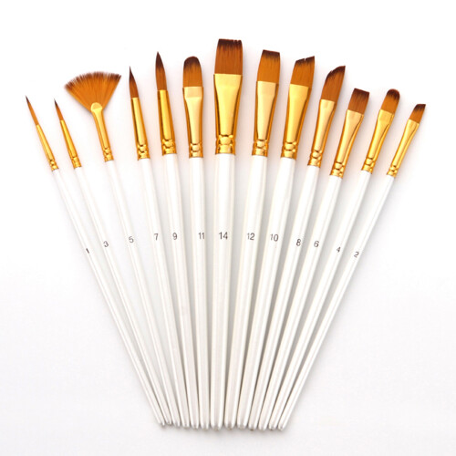Ensemble de 13 pinceaux blancs nacrés - L1# R3/7/9# 2