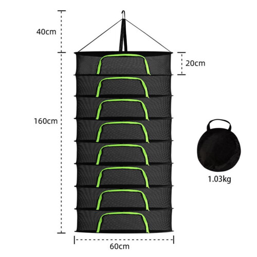 Drying Net for Herbs 2/4/6/8 Layer Herb Drying Rack Hanging Foldable Mesh Drying Rack with Hooks Zipper Design for Herbs 2