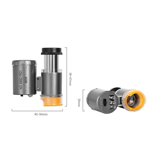 60X Lente d'ingrandimento 4x3.8x2cm, 2 LED & UV, nero 1