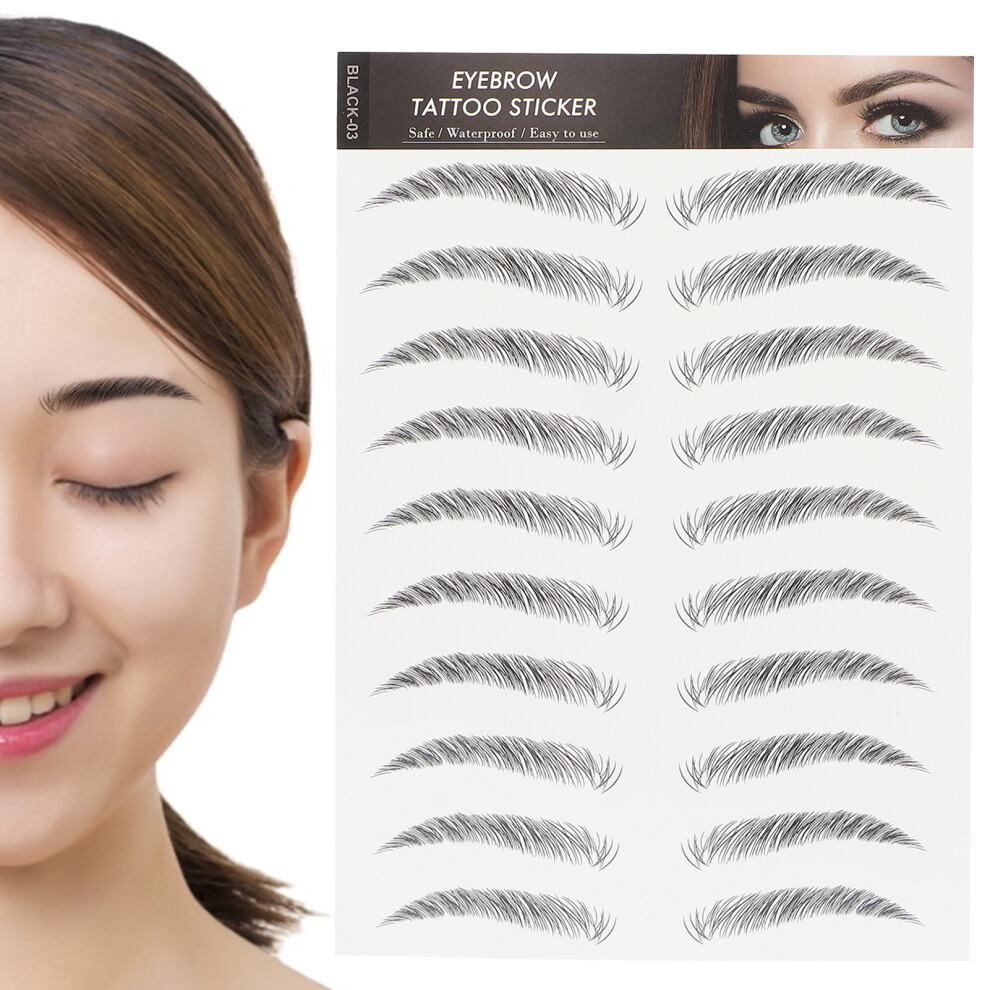 Long Lasting Eyebrow Transfers Sticker Household Portable Women Eyebrow Tattoo StickerBLACK-03