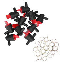 10 pièces de vanne de coupure du carburant ABS à 90 de 1/4 pouce Noir et Rouge 494539