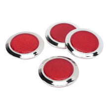 4 pièces réflecteur rond en ABS rouge avec garniture chromée 5.4cm