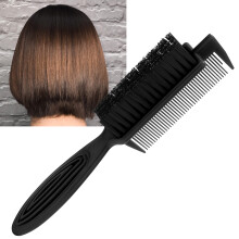 Pettine per taglio 2-in-1 e spazzola per barba, portatile, nero