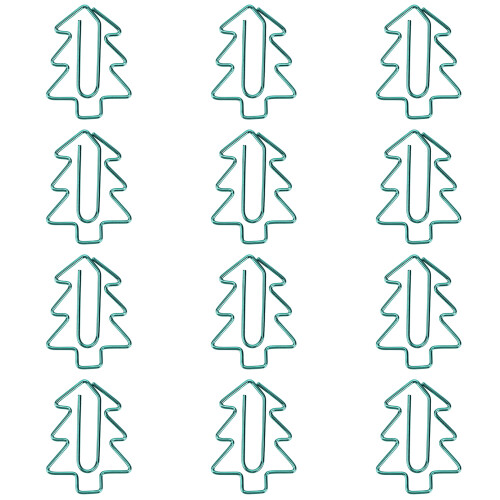 12 graffette a forma di albero di Natale, 3,32,4cm, argento