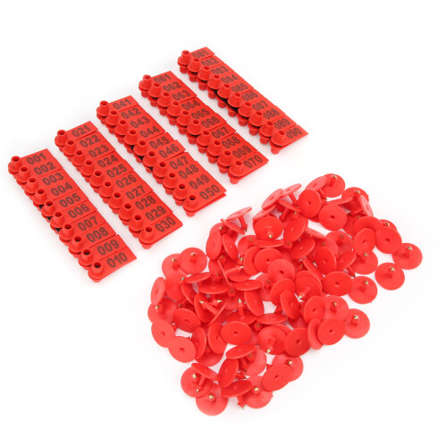 Rote Plastik-Ziegeohrenmarken, 100er Pack, Farmwild-ID