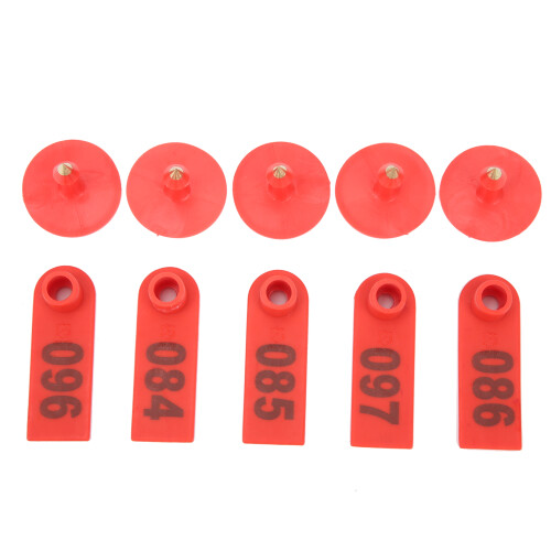 Rote Plastik-Ziegeohrenmarken, 100er Pack, Farmwild-ID 2