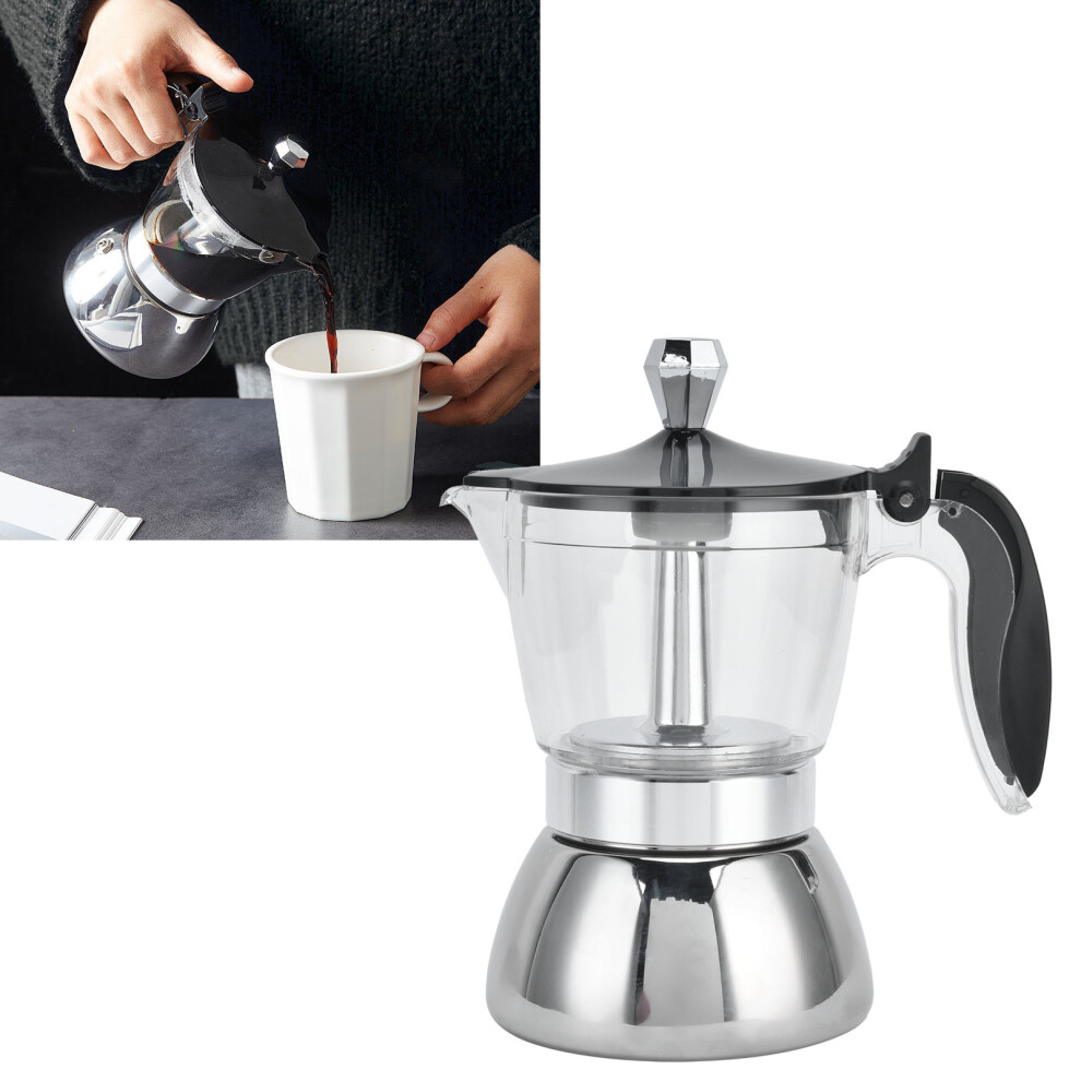 4 Cup Stainless Steel Coffee Maker Stovetop Moka Pot Coffee Maker Kitchen Supplies