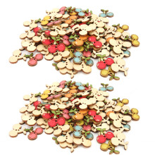 Boutons en bois colorés Mélange cerise 200 pièces/2 paquets