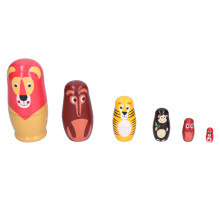 6Pcs Russian Nesting Dolls Kit Wooden Cartoon Animal Pattern Ornament Children's Festival Gifts