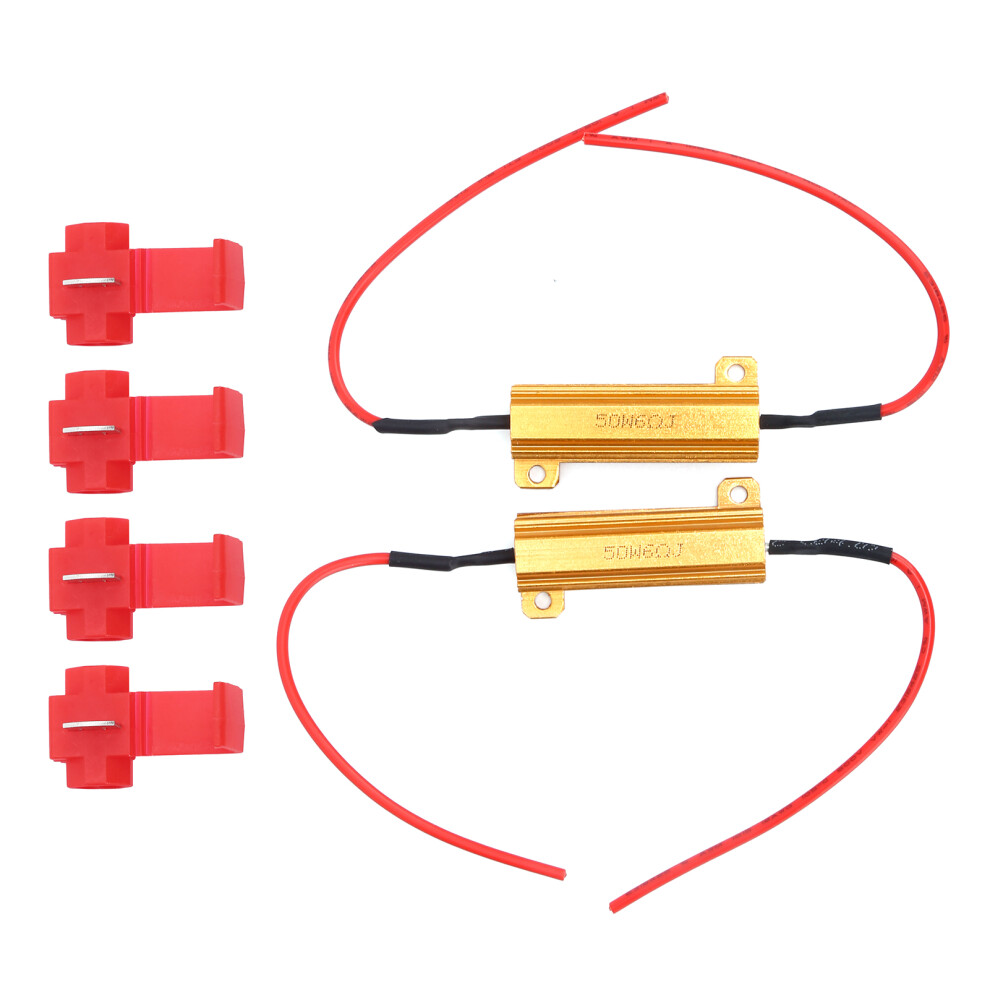 2Pcs Led Decoder 50W 6Ohm Load Resistor Flash Error Free Canceller For Headlight Daytime Running Lamp 6901322578571