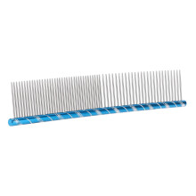Peigne pour animaux de compagnie en acier inoxydable, 19x3,5 cm, bleu