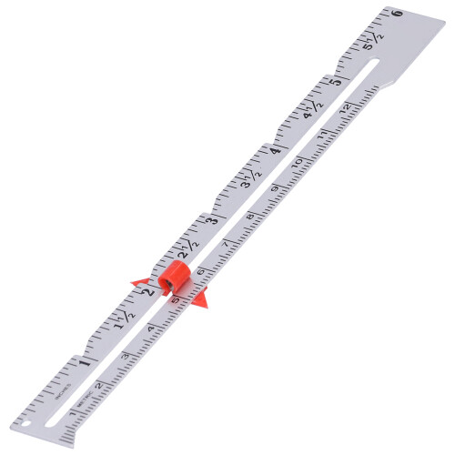 Righello da cucito in lega di alluminio 15 cm scorrevole 2