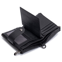 Portacarte da uomo, 13 scomparti, 9,5  3  11,5 cm, nero