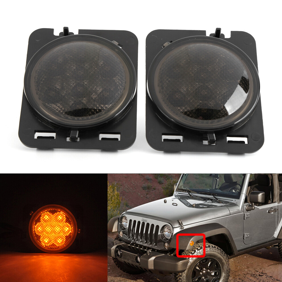Dc 12V Led Side Marker With Smoke Color Lens Replacement For Jeep Wrangler Jk Jku 2007Â2018 Light 8471322581096