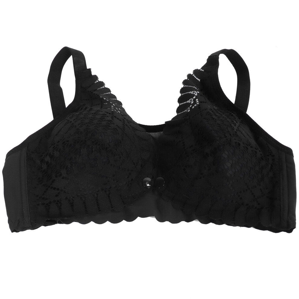Women Nursing Bra Soft Lace Front Closure Design Maternity Wireless Bra for BreastfeedingBlack 42/95