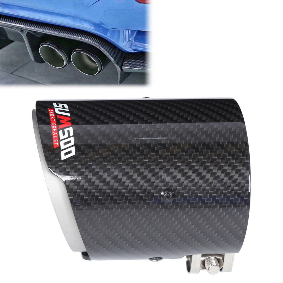 Carbon Fiber Exhaust Tip Tail Throat Pipe Straight 2.9In Inlet 3.5In Single Outlet Universal For Car 4611322583278