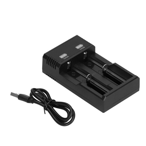 Chargeur USB à 2 emplacements pour 18650/26650, 11 x 6,4 x 3,2 cm 1