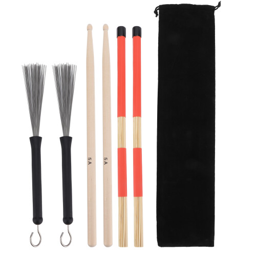 Ensemble de baguettes de batterie 5A en érable avec brosses rétractables 1