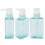 3 flacons-pompes de 100 ml, hauteur 117 mm, bleu transparent 16