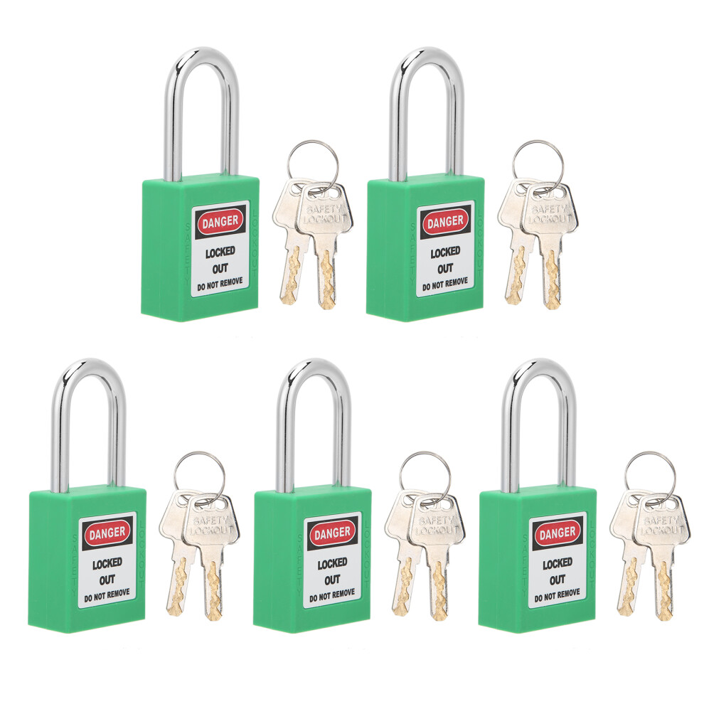 5Sets 38Mm Padlock Lockout Tagout Hardwearing With 10 Keys Writable Label For Machine Building Security(Green ) 7601322585256
