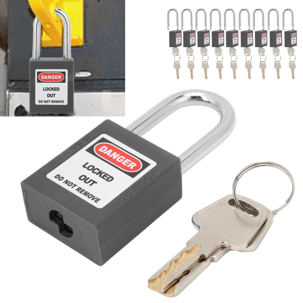 10 Sets 1.5In Safety Padlocks Steel Beam Insulated Anti Corrosion Lock For Industry Machine Manufacturing(Noir ) 4291322585795