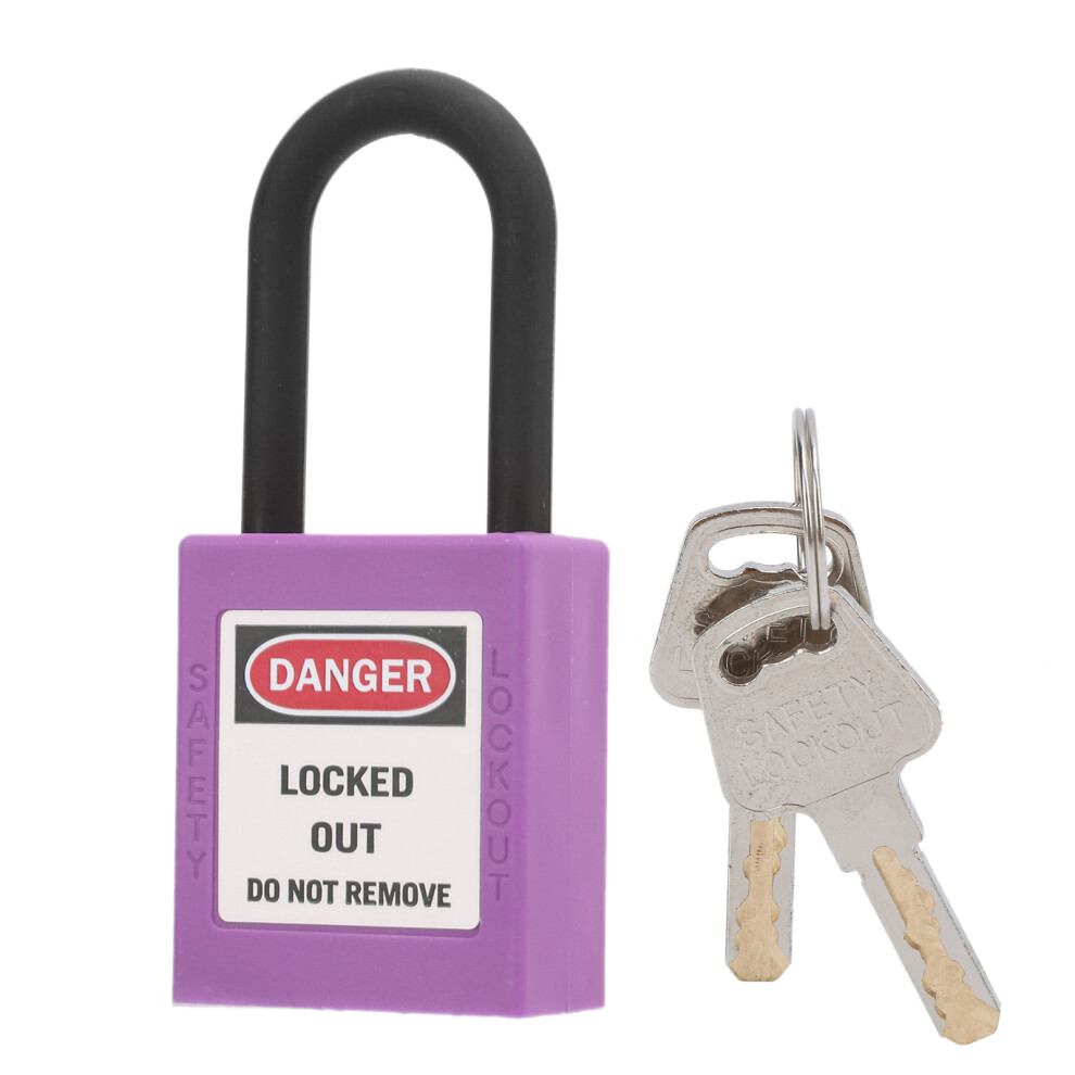 38Mm/1.5In Safety Padlock Engineering Insulation Dustproof With 2 Keys For Factories Construction Sites Hospitals(Purple ) 9351322585463