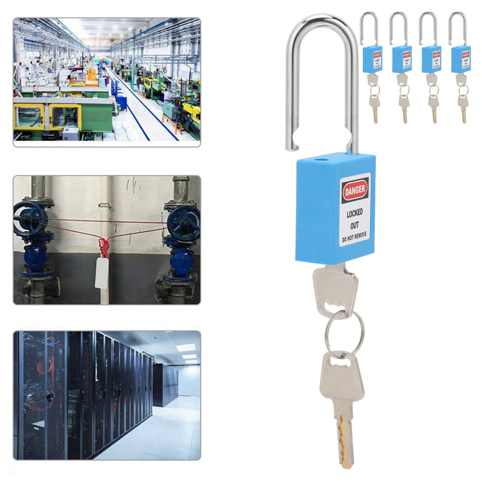 5 Sets 1.5In Safety Padlocks Steel Beam Insulated Lock With Keys For Industry Machine Manufacturingblue 9411322585778