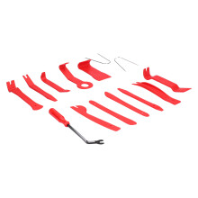 Ensemble d'outils de démontage automobile de 14 pièces pour panneau de porte rouge.