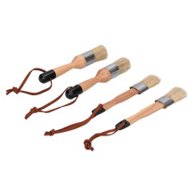 Ensemble de 4 pinceaux à tête ronde, manche en bois, 5,3 oz